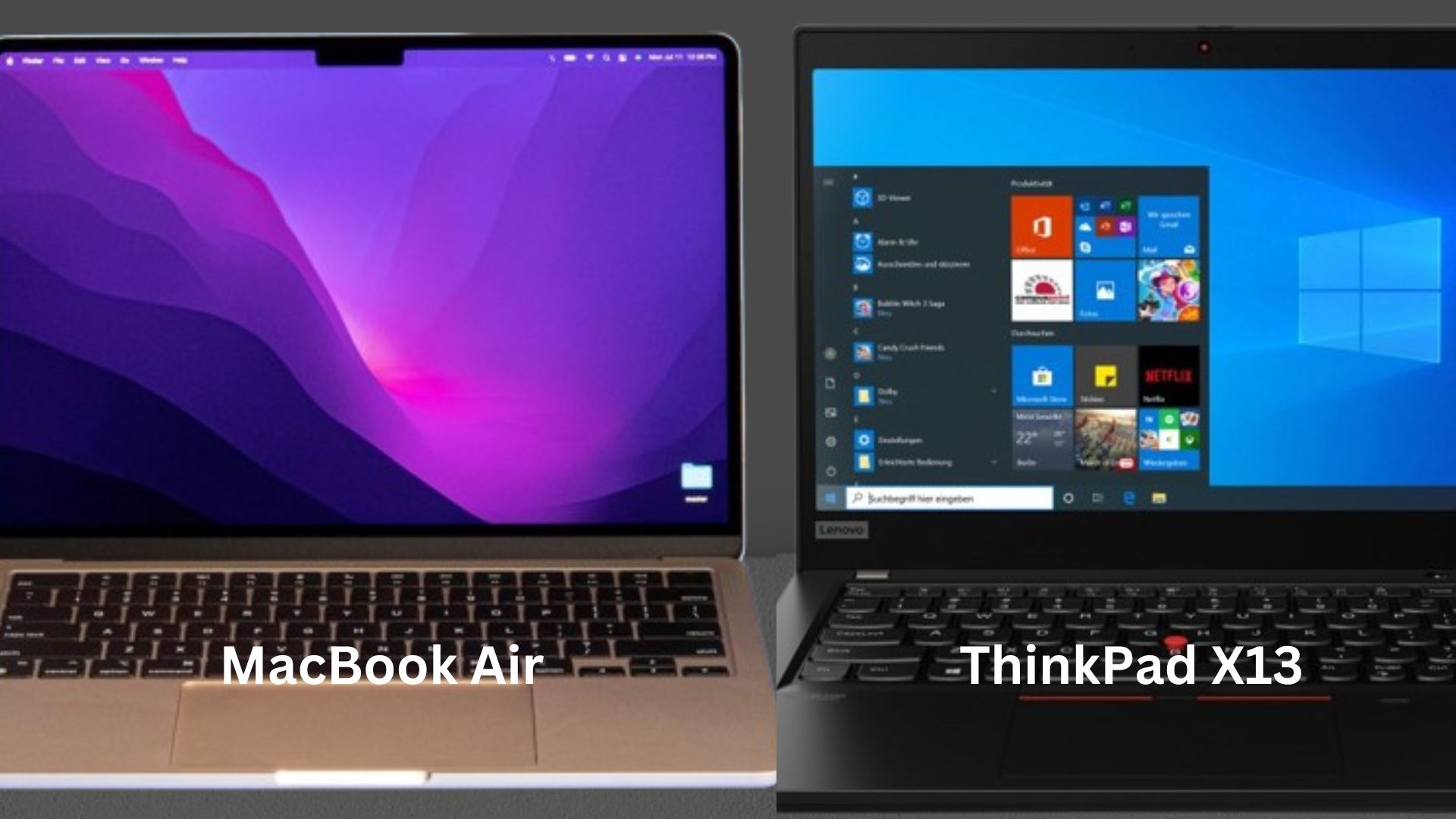 desain ThinkPad X13 dan MacBook Air